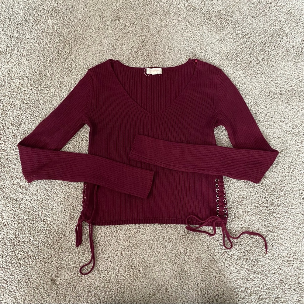 Ambiance Burgundy/maroon  Knit Sweater